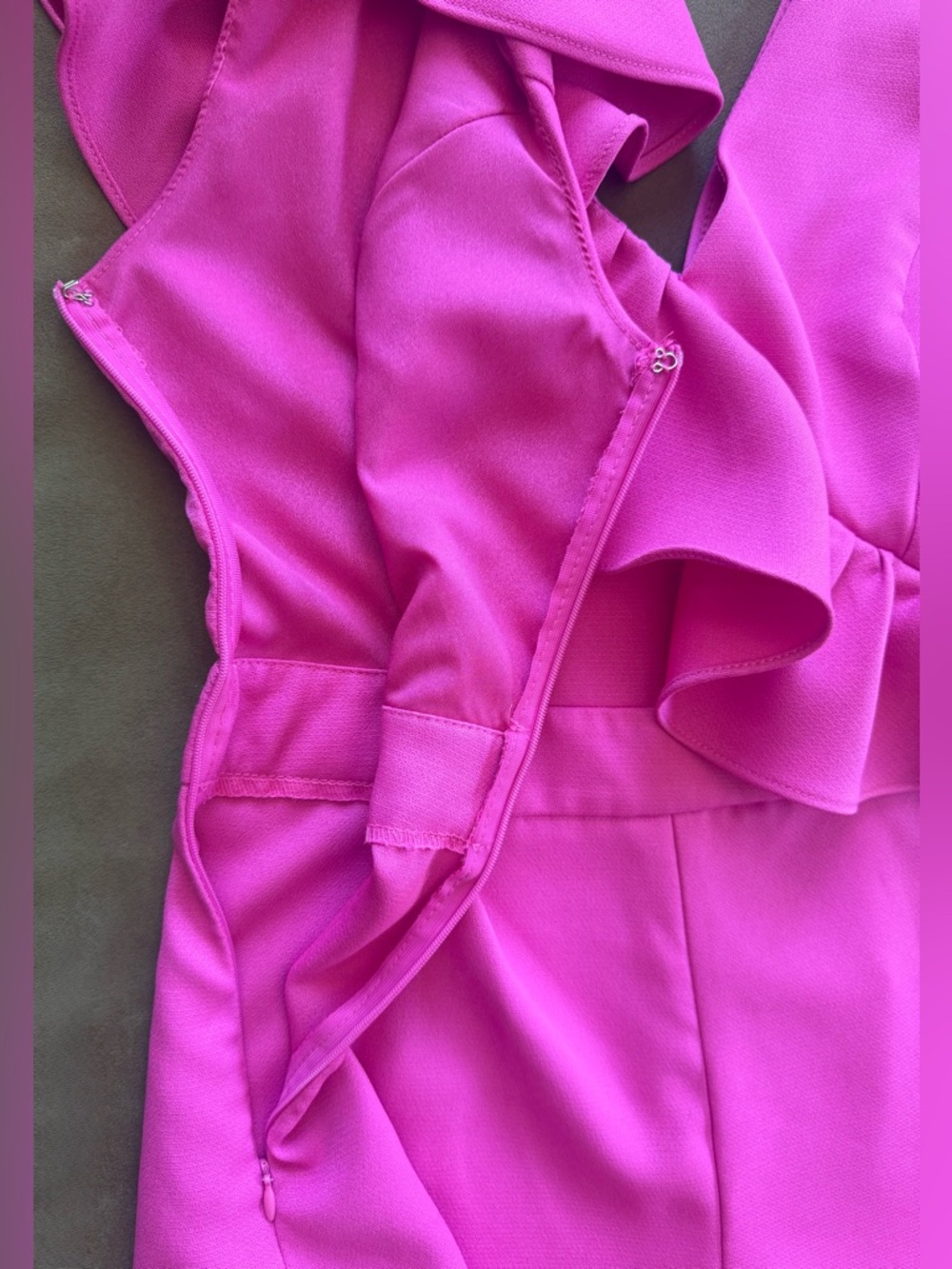 DO+BE Hot Pink Ruffled V-Neck One Piece Romper - Picture 3 of 5